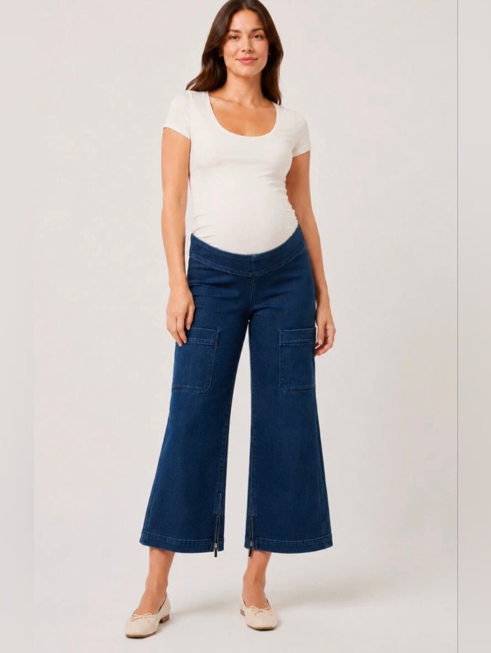Anthropologie Maeve The Colette Pant Wide-Leg Cropped Maternity Jeans Size 24
